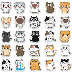 50pcs Funny Cute Cartoon Cats Meme Stickers Vinyl Laptop Phone Decals For Luggage Guitar Stationery Waterproof Graffiti Toy (ONLINE ORDER ONLY)