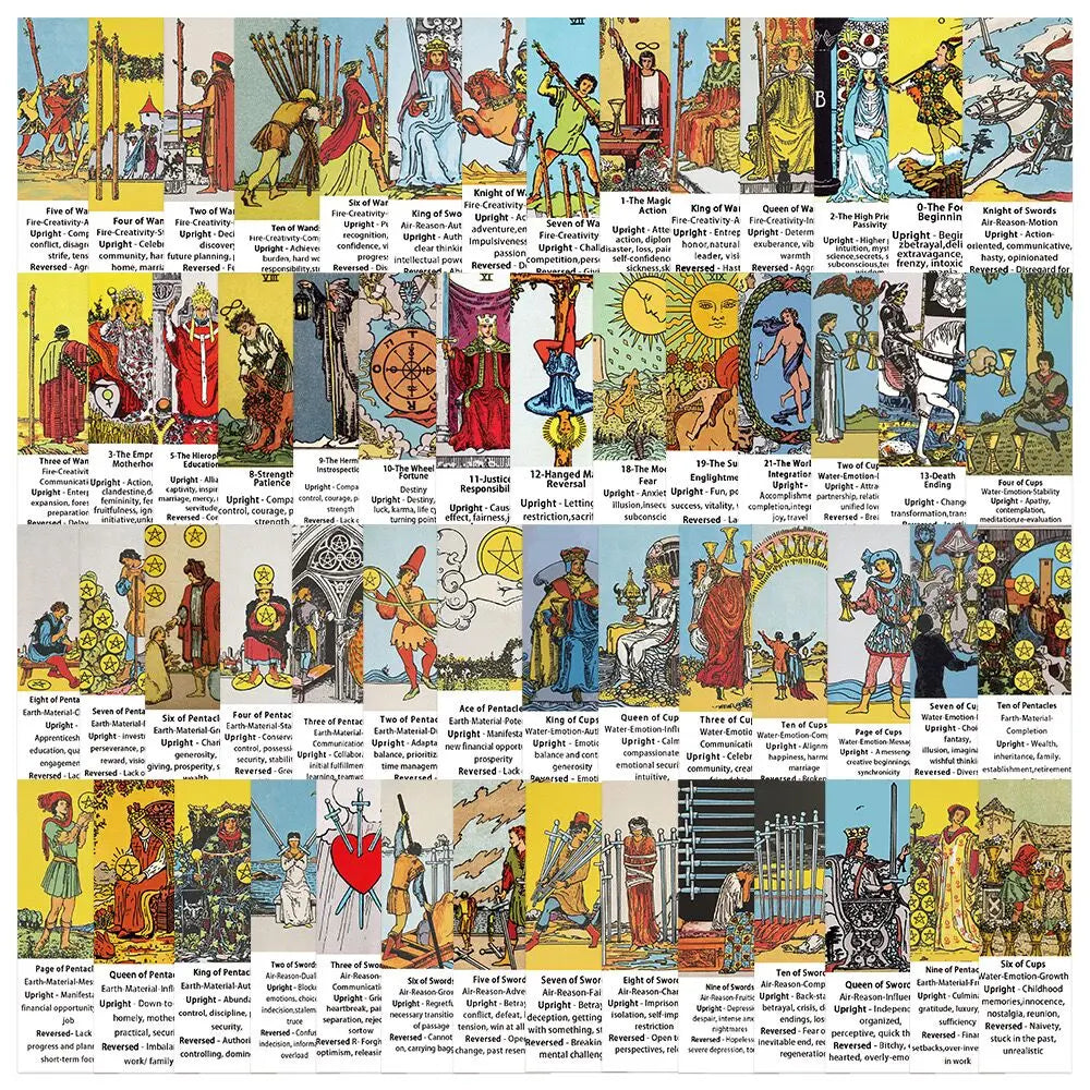 10/56pcs Vintage Tarot Card Graffiti Stickers European Style Goth Divination Decals DIY Skateboard Luggage Laptop Phone Sticker (ONLINE ORDER ONLY)
