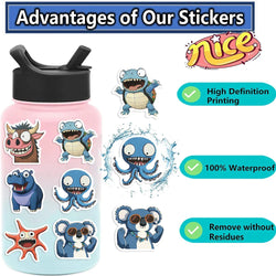 50pcs Animals Mixed Stickers Wolf Dog Bull and Bear Toy Scrapbook Diary Phone Laptop Guitar Waterproof Graffiti Decal (ONLINE ORDER ONLY)
