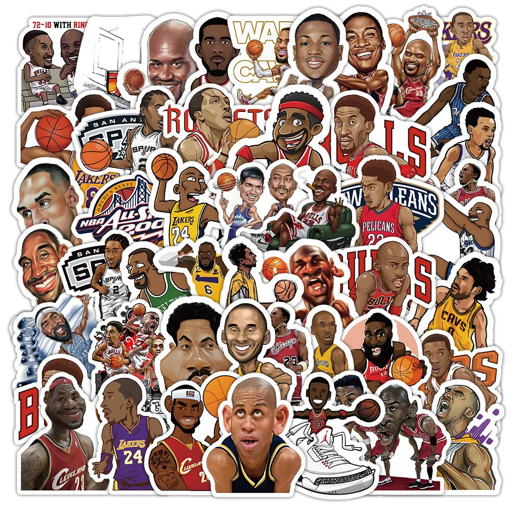 10/30/50PCS New Basketball Star Sticker Cartoon Graffiti iPad Helmet Car Water Cup Guitar DIY Scrapbook Toy Decoration Wholesale (Online Order Only)