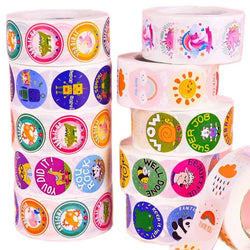 500Pcs Children's Cartoon Animal Stickers Baby Stickers Kindergarten Inspirational Little Red Flower Reward Roll Stickers (Online Order Only)