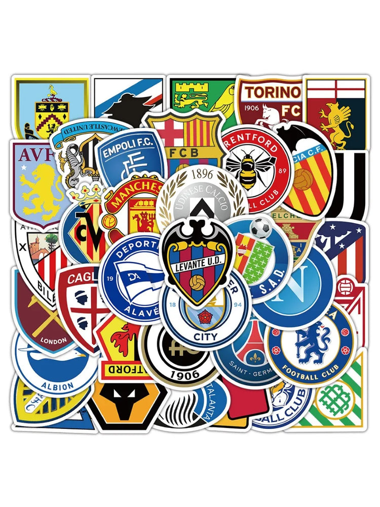 50 football club benchmarking stickers, personalized and creative handbill stickers, mobile phone and skateboard decorations (Online Order Only)