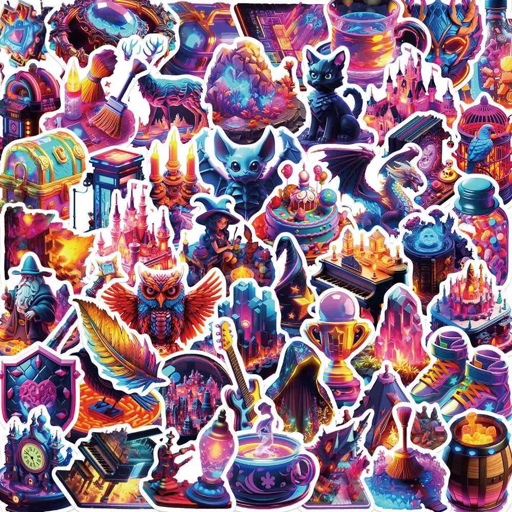 Fantasy Purple Magic Graffiti Stickers Waterproof Luggage Guitar Phone Case Decals (ONLINE ORDER ONLY)