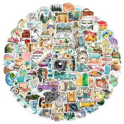 10/50/100pcs Outdoor Hiking Camping Stickers Travel Decals DIY Skateboard Phone Laptop Car Luggage Bike Cool Waterproof Sticker (ONLINE ORDER ONLY)