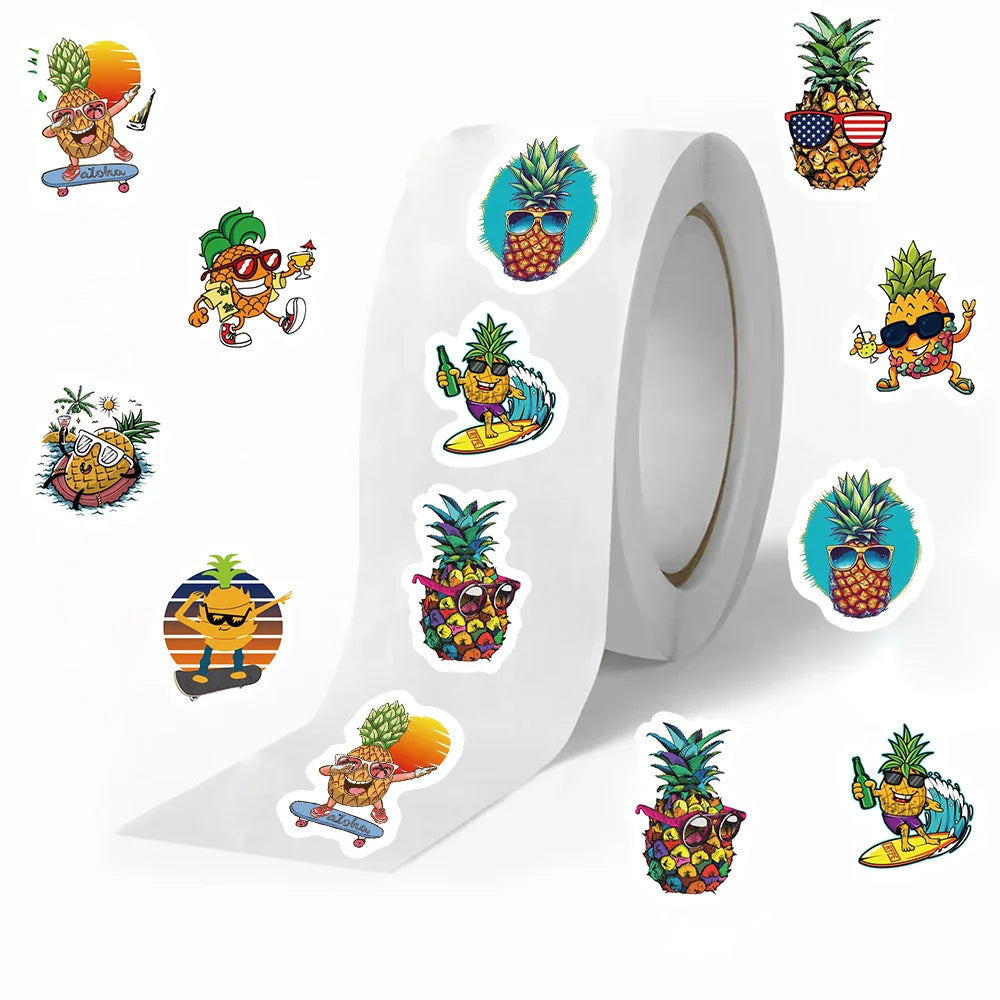 500pcs/roll Fruit Pineapple Sticker Roll For Kids Reward Encourage Sticker For Labels Thank You Sticker Kids Toys (Online Order Only)