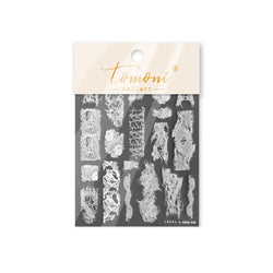 Retro White Lace Bandage Line Bowknot Irregular Fabric Cording Square Calligraphy Adhesive Nail Art Sticker 3D Manicure Decals (ONLINE ORDER ONLY)