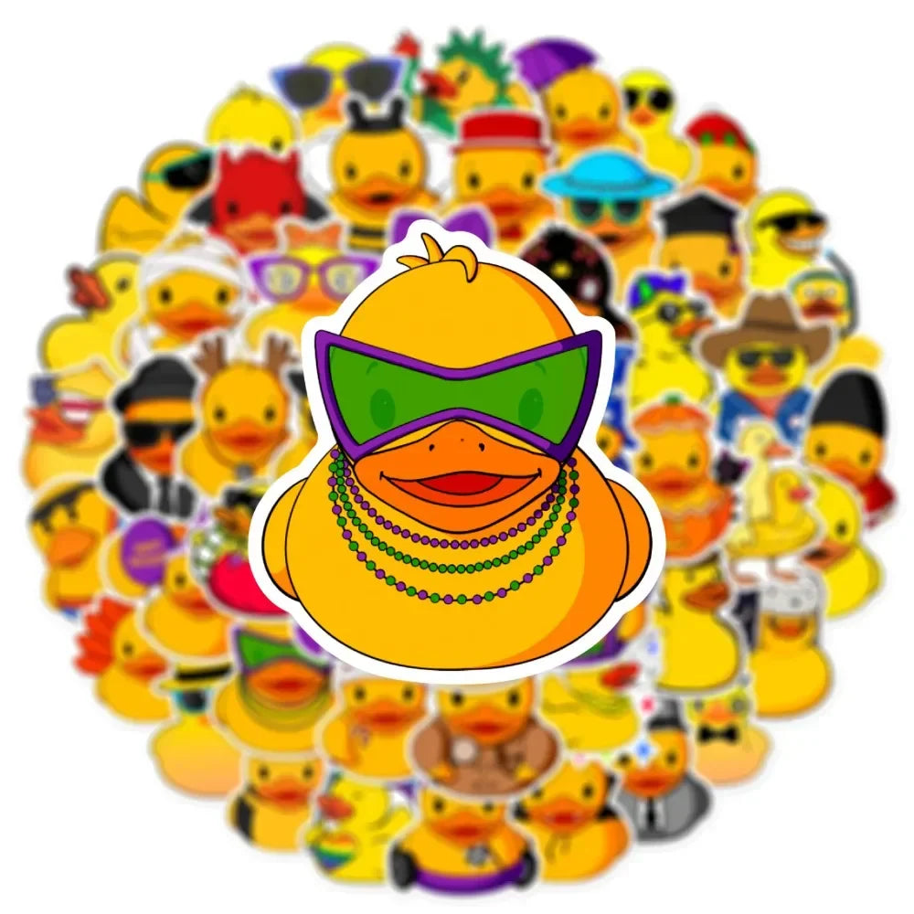 10/50Pcs Cute Little Yellow Duck Stickers For Suitcase Laptop Phone Cartoon Sticker Craft Supplies Vintage Scrapbooking Material (Online Order Only)