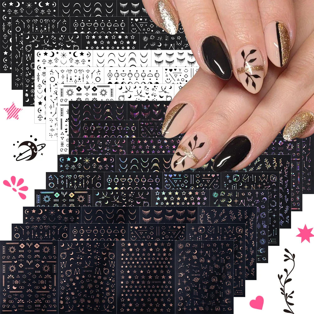 12PCS French Tassel Crescent Moon Arc Self Adhesive Nail Art Sticker 3D French Kiss Crescent Nail Stickers Lines Manicure Decals (ONLINE ORDER ONLY)