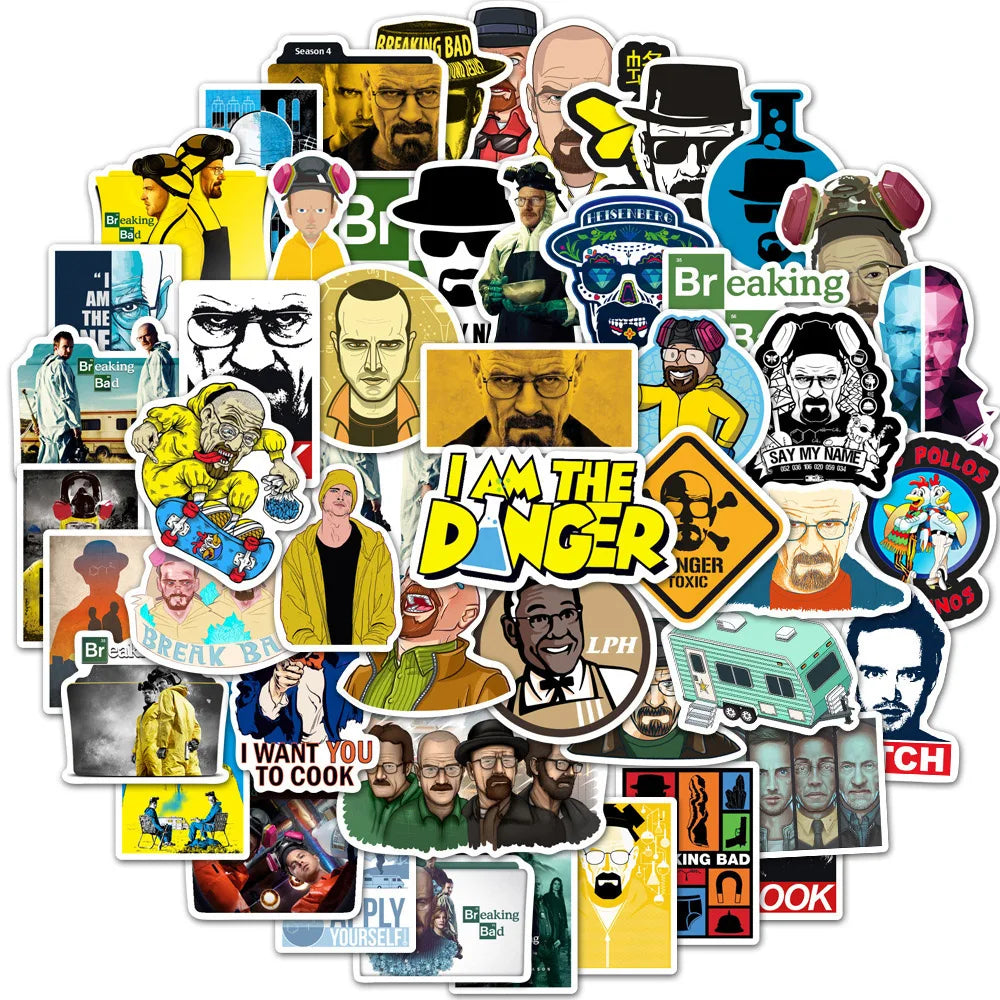 10/30/50pcs TV Series Breaking Bad Graffiti Stickers Decals  Travel Luggage Laptop Skateboard Helmet Car Cool Sticker Kids Toy (ONLINE ORDER ONLY)