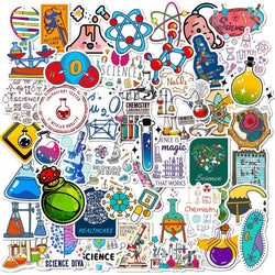 Funny Science Lab Chemistry Stickers - 10/30/50/100pcs for Laptop, Luggage, Motorcycle, Car, Kid Toy (Online Order Only)