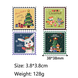 50-500Pcs Merry Christmas Stickers 3.8cm Square Christmas Tree Holiday Adhesive Labels for Cards Present Envelopes Seal Box Bag (ONLINE ORDER ONLY)