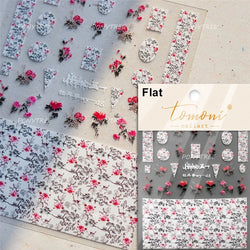 Chic Romantic Red White Flower Hot Stamping 5D Self Adhesive Nail Art Stickers Shiny Dreamy Camellia Rhinestone Manicure Decals (ONLINE ORDER ONLY)