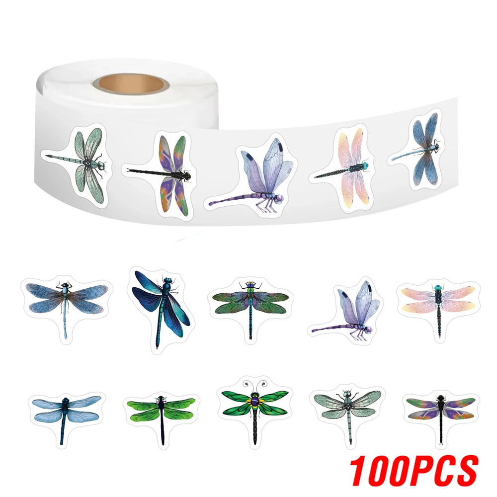 100-500pcs Beautiful Dragonfly Stickers for Notebook Stationery Scrapbook Sticker Aesthetic Scrapbook Material Craft Supplies (Online Order Only)