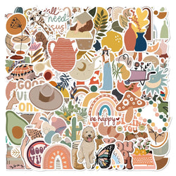 10/30/50PCS Bohemian Art Graffiti Stickers Decoration DIY Toy PVC Notebook Album Phone Laptop Car Kids Sticker Cute Decals Gift (Online Order Only)
