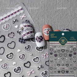 Retro Lace Corset Laced Bodice Wrap Top British Classical Dress Bowknot Rose Star Key Adhesive Nail Art Sticker Manicure Decals (ONLINE ORDER ONLY)