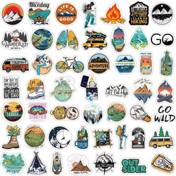10/30/50PCS Forest Hiking Camping Stickers Outdoor Explore Mountain Climbing DIY Travel Suitcase Laptop Helmet Bike Sticker Toys (ONLINE ORDER ONLY)