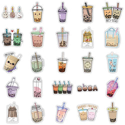10/30/50PCS Kawaii Pearl Drink Sticker Aesthetic Sketchbook for Kids PVC Laptop Decoration Scrapbooking School Stationery Supply (ONLINE ORDER ONLY)