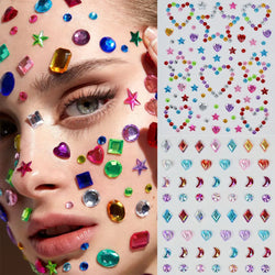 1pc Star-Shaped Rhinestone Sticker Sparkling Acrylic Rhinestone Face Decals Butterfly & Floral Designs for Party/Stage/Festivals (ONLINE ORDER ONLY)