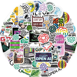 10/30/60PCS Chat Gpt Stickers Program Cartoon Decals Decoration DIY Laptop Scrapbook Phone Fridge Bike PVC Waterproof Graffiti (ONLINE ORDER ONLY)