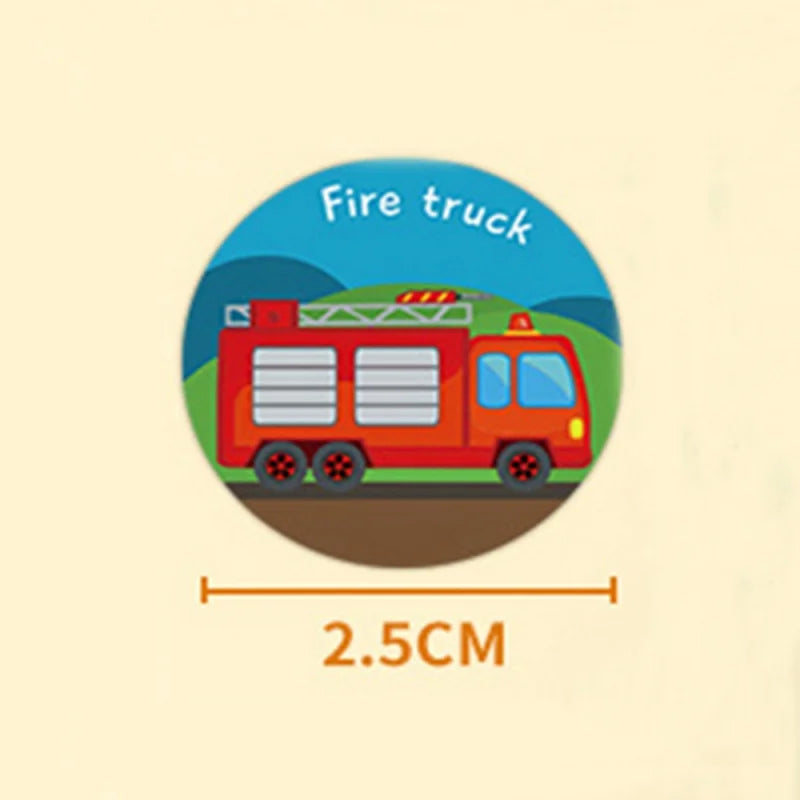 500pcs Vehicle Thank You Stickers Cute Cartoon Ambulance Taxi Teacher Reward Sticker for Kids Birthday Party Seal Labels (Online Order Only)