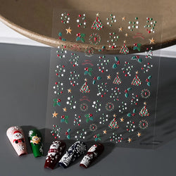 5D Embossed Gingerbread Man Nail Art Sticker Cute Christmas Winter Santa Claus Snowflake Elk Engraved Slider Manicure Decoration (ONLINE ORDER ONLY)