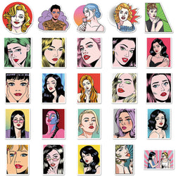 10/30/50pcs Retro Pop Style Girl Anime Stickers Decals Laptop Motorcycle Skateboard Car Phone Guitar Decoration Sticker Kids Toy (ONLINE ORDER ONLY)
