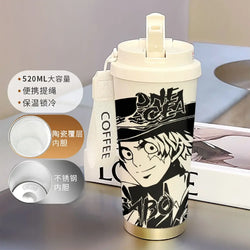 One Piece Thermos Cup: 520ML Luffy & Zoro Anime Straw Mug (ONLINE ORDER ONLY)