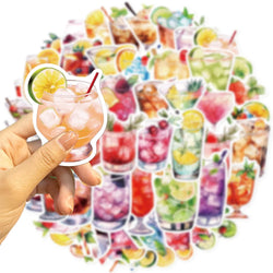 50pcs Watercolor Cocktail Stickers For Suitcase Stationery Phone Laptop Ipad DIY Sticker Scrapbooking Material Craft Supplies (ONLINE ORDER ONLY)