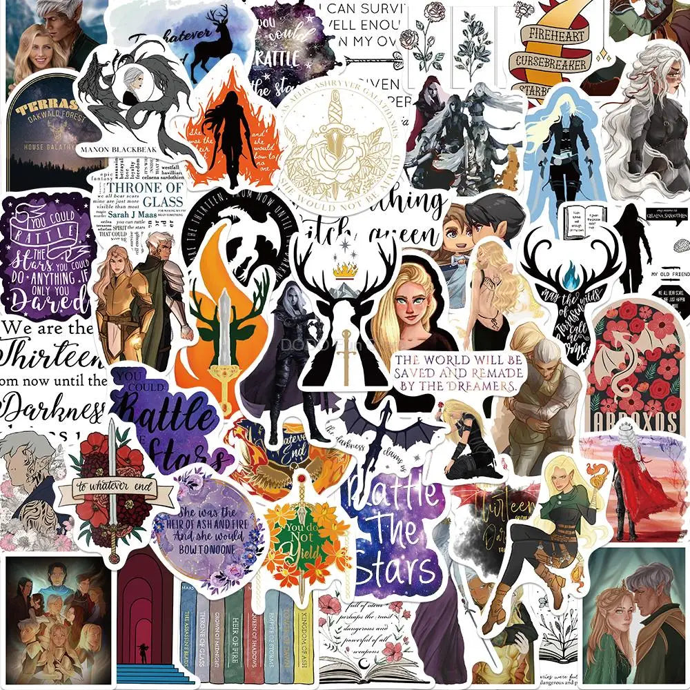 Throne of Glass Stickers - 50PCS Cute Decorative for Books, Luggage, Skateboards, Desktops, Gifts (ONLINE ORDER ONLY)
