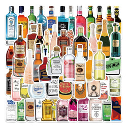 Colorful Champagne Beer Bottle Stickers for Laptop, Luggage, Skateboard, Kid Toys - 10/30/50PCS (Online Order Only)
