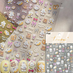Graffiti Bear Cat Kitten Dog Puppy Bowknot Cake Tulip Note Star Cherry Cup Adhesive Nail Art Decoration Sticker Manicure Decals (ONLINE ORDER ONLY)