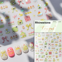 Bowknot Dog puppy Christmas Hat Strawberry Cake Food Coffee Cherry Love Heart Adhesive Nail Art Sticker Reliefs Manicure Decals (Online Order Only)