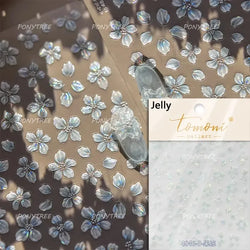 White Pink Flower Dreamy Romantic Petal Jelly Shiny Peach Blossom Polarized Light Delicate Nail Art Stickers 5D Manicure Decals (ONLINE ORDER ONLY)