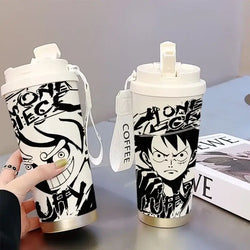 One Piece Thermos Cup: 520ML Luffy & Zoro Anime Straw Mug (ONLINE ORDER ONLY)