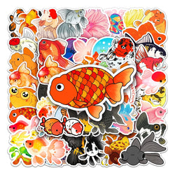 50Pcs Goldfish Cartoon Waterproof Vinyl Stickers for Skateboard Snowboard (Online Order Only)