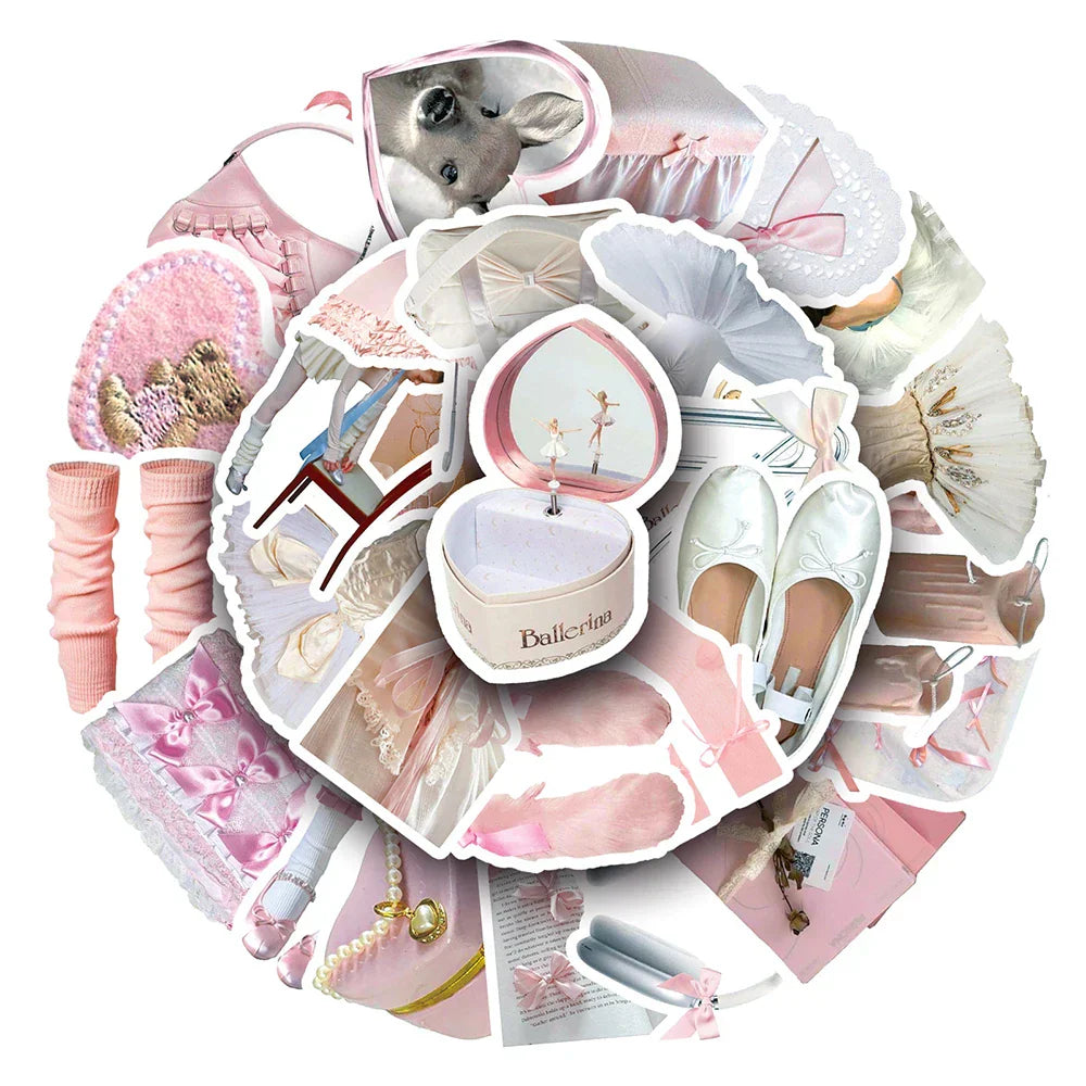 Pink Ballerina Girl Stickers Set - Waterproof Decals for Car, Motorcycle, Travel, Guitar, Fridge (Online Order Only)