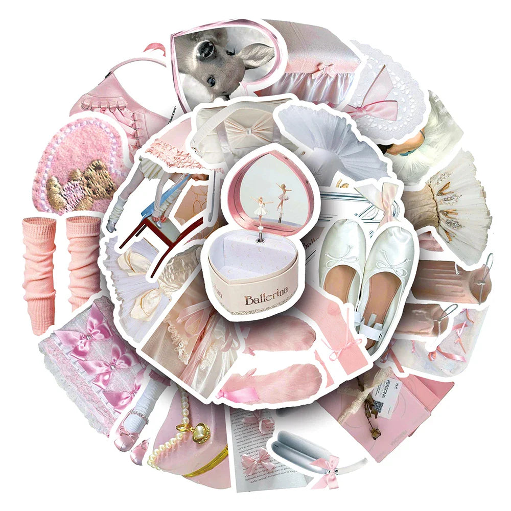 Pink Ballerina Girl Stickers Set - Waterproof Decals for Car, Motorcycle, Travel, Guitar, Fridge (Online Order Only)