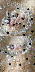 Punk Star Shiny Laser Five-pointed Star White Black Pink Hollow Out Delicate Sparkle Adhesive Nail Art Stickers Manicure Decals (ONLINE ORDER ONLY)