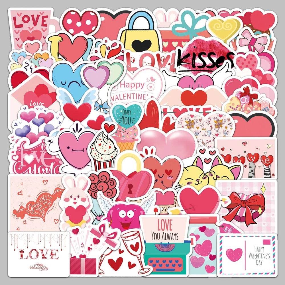 50pcs Romantic Love Couple Graffiti Stickers for Helmet, Wall, DIY Decor (Online Order Only)