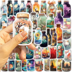 10/30/50PCS INS Style Bottle World Cartoon Stickers Aesthetic Decal Luggage Skateboard Cute Graffiti Girl Gradient Sticker Toys (ONLINE ORDER ONLY)