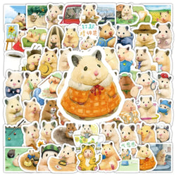 10/30/50/100PCS Kawaii Hamster Stickers Cute Animal Cartoon Graffiti DIY Decals Luggage Laptop Phone Guitar Bike Skateboard Toy (ONLINE ORDER ONLY)