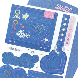 Korean Ins Creative Denim Pattern Stickers Scrapbooking Idol Album Decoration Sticker Aesthetic Personalized Kawaii Stationery (ONLINE ORDER ONLY)