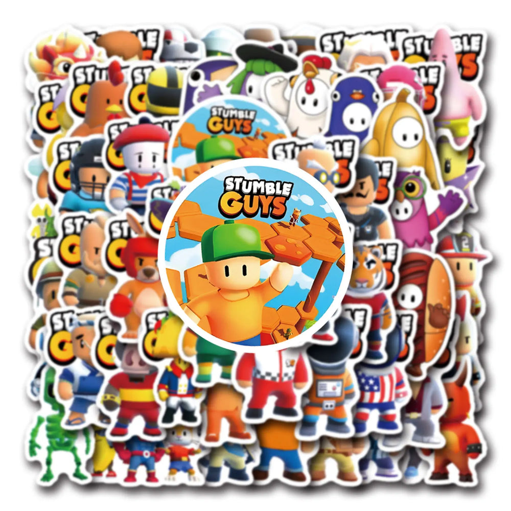 10/30/55PCS Funny Stumble Guy Stickers Cartoon Graffiti Sticker Game DIY Scrapbook Luggage Laptop Car Bike Skateboard Kids Toy (ONLINE ORDER ONLY)