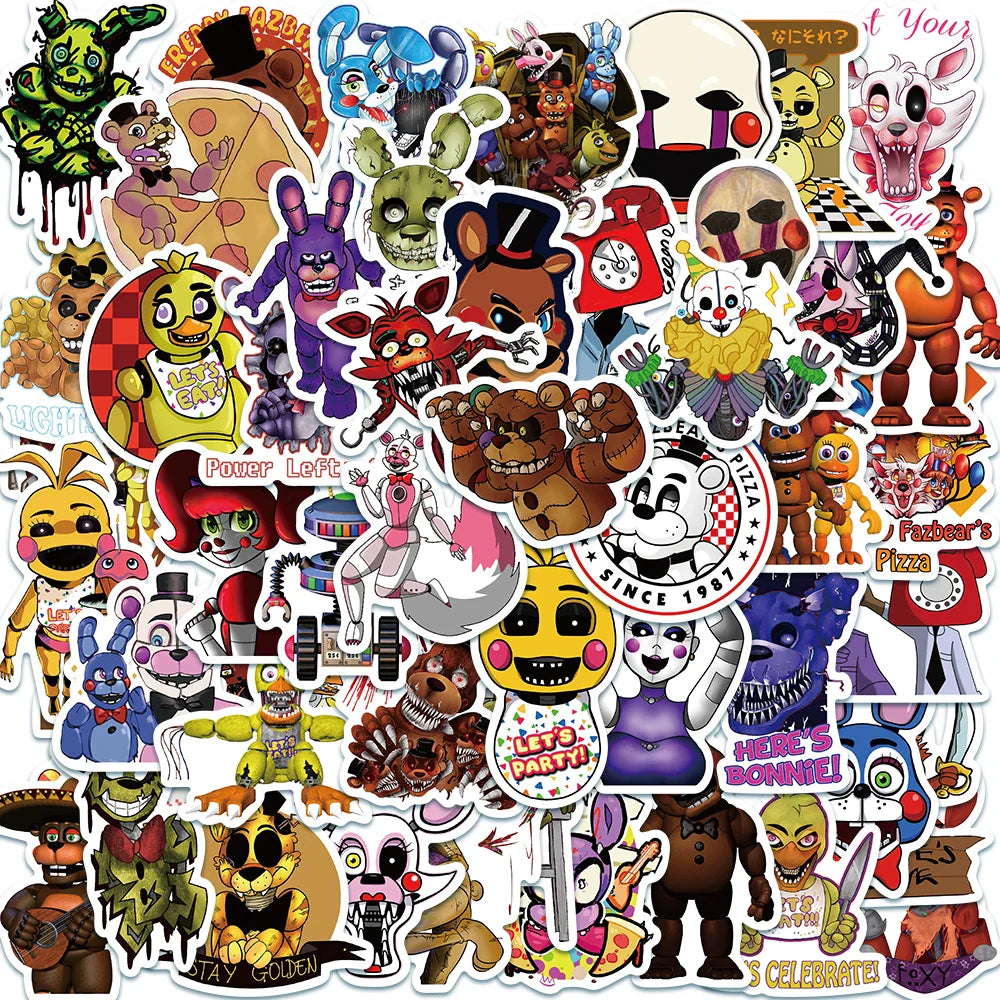 Five Nights at Freddy's Horror Game Stickers Vinyl Decals for Phone Car Laptop Fridge 50PCS (Online Order Only)