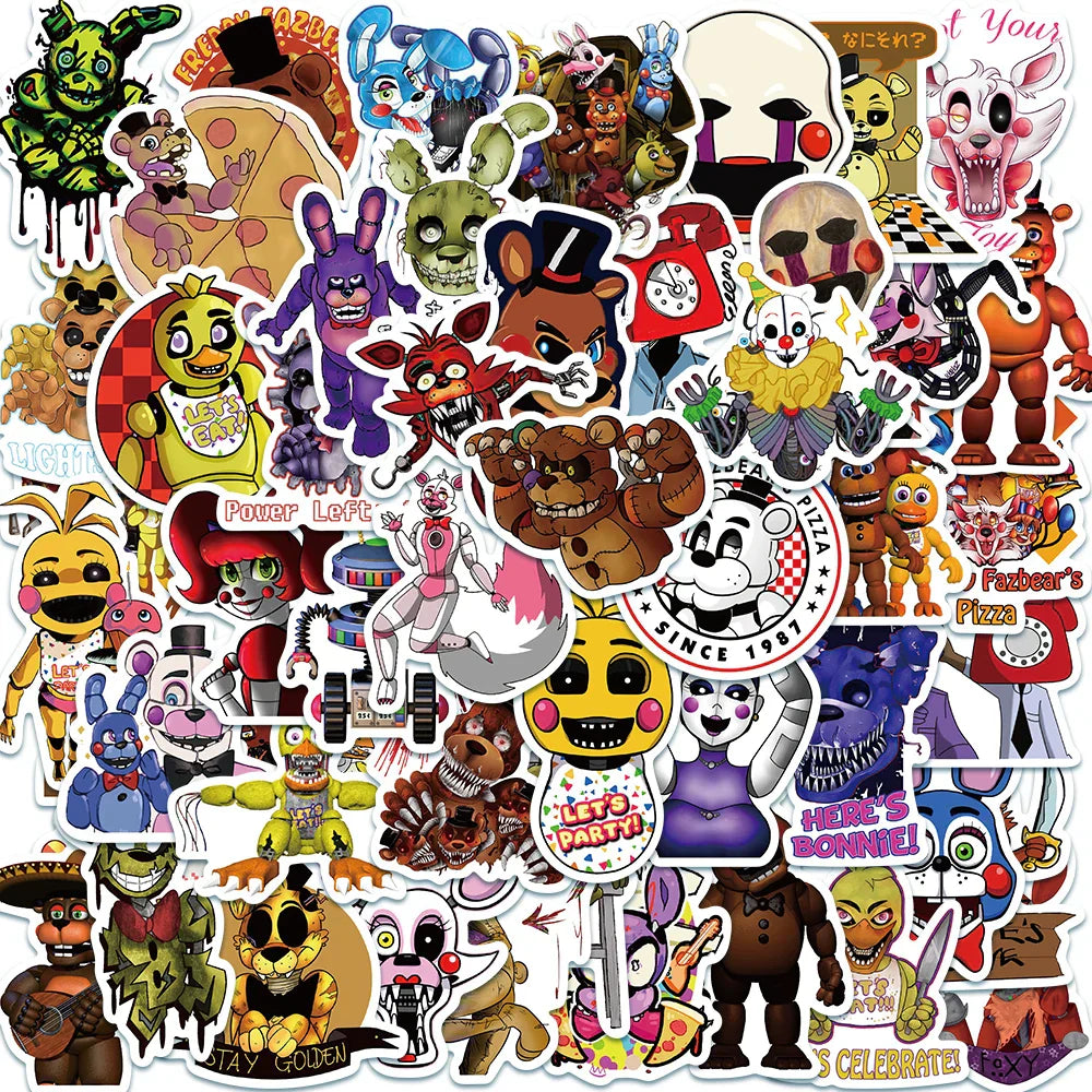 Five Nights at Freddy's Horror Game Stickers Vinyl Decals for Phone Car Laptop Fridge 50PCS (Online Order Only)