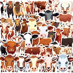 50PCS Cute Cow PVC Sticker Aesthetic DIY Children's Decoration Scrapbooking Korean Stationery School Supplies for Kids (ONLINE ORDER ONLY)