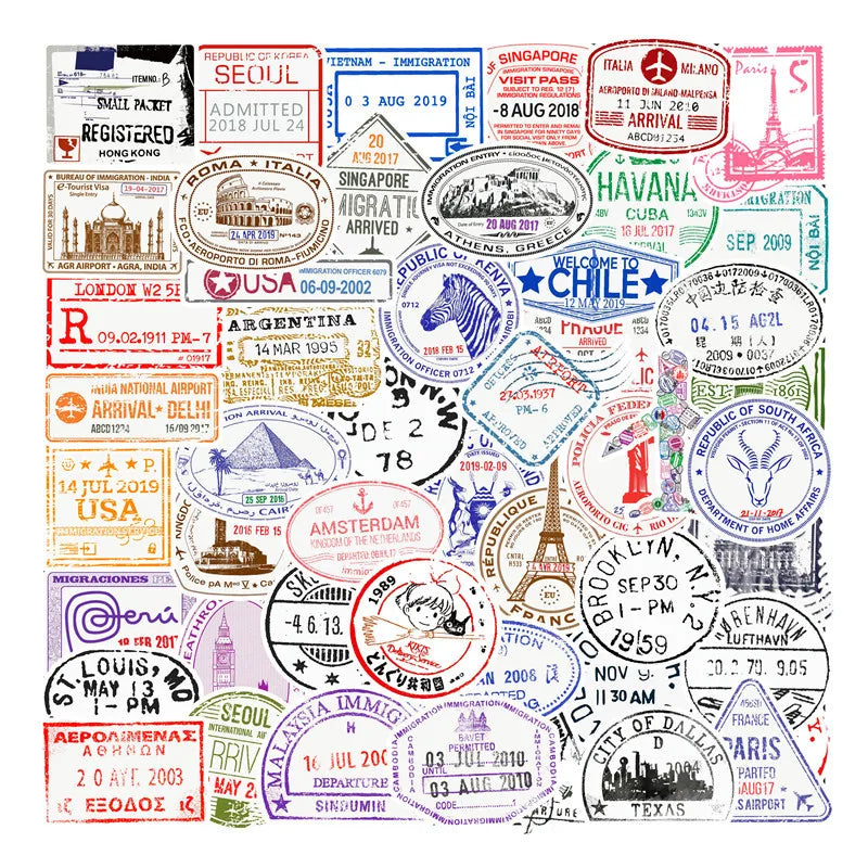 Transparent Vintage Stamp Stickers Waterproof for Luggage Laptop Guitar Suitcase (ONLINE ORDER ONLY)