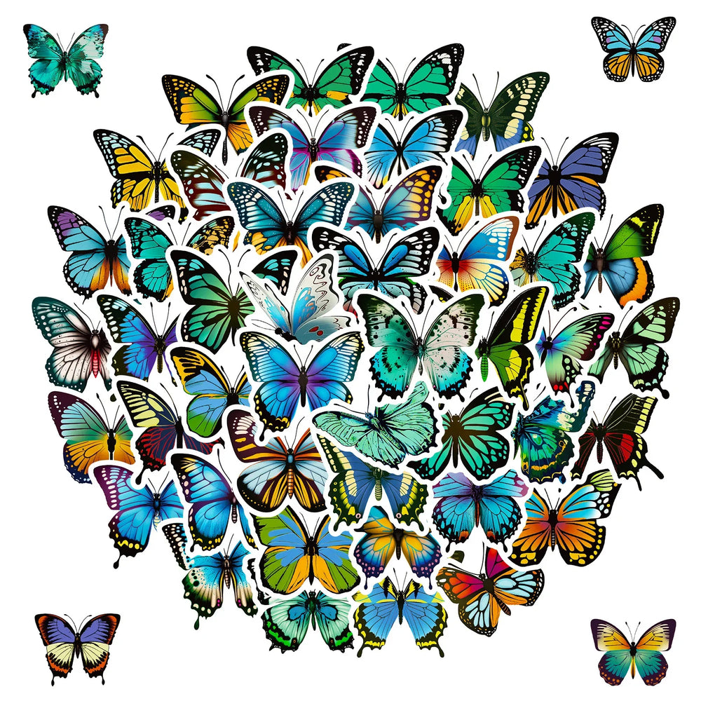 Aesthetic Blue Butterfly Stickers for Scrapbooking, Phone, Laptop, Luggage, Car, Skateboard, Helmet, Bottle (10/25/50pcs) (Online Order Only)