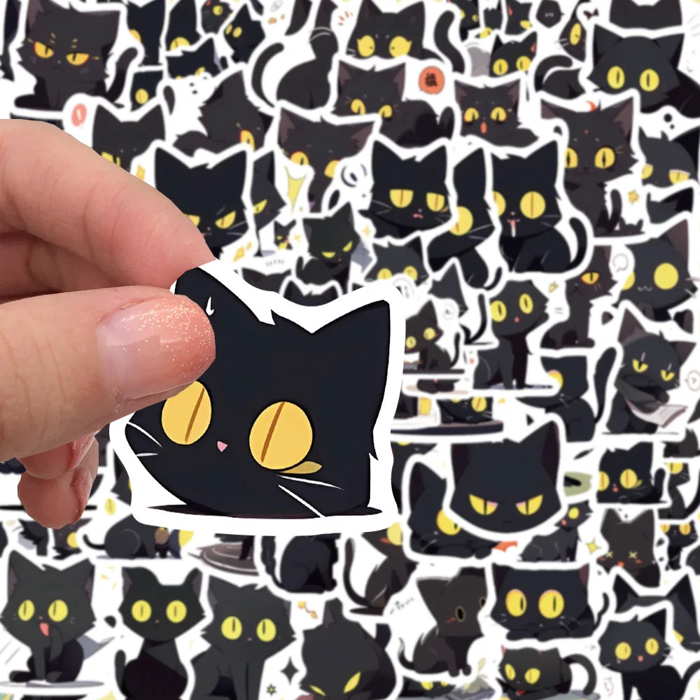 10/30/50/100PCS Cute Cartoon Black Cats Stickers Funny Animals Decals Decoration For Laptop Fridge Phone Stationery Bike Kid Toy (ONLINE ORDER ONLY)