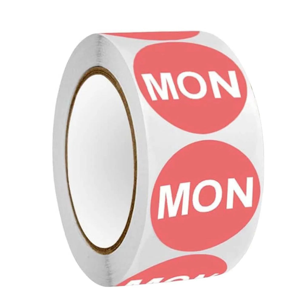 500Pcs/1 Rolls 2.5cm Packaging Weekly Stickers English Color Date From Monday to Sunday Stationery Sticker (ONLINE ORDER ONLY)